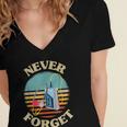 Retro Cassette Player Never Forget Nostalgia Vintage Women's Jersey Short Sleeve Deep V-Neck Tshirt