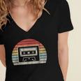 Retro Cassette Tape 80s 90s Nostalgia Women's Jersey Short Sleeve Deep V-Neck Tshirt