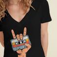 Retro Cassette Tape For 80s & 90s Nostalgia Women's Jersey Short Sleeve Deep V-Neck Tshirt Retro Cassette Tape For 80s & 90s Nostalgia Women's Jersey Short Sleeve Deep V-Neck Tshirt