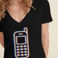Retro Cell Vintage Mobile Phone 90s Nostalgia Vaporwave Fun Women's Jersey Short Sleeve Deep V-Neck Tshirt
