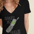 Retro Dumb Flip Phone Vintage 90s Y2K Tech Nostalgia Women's Jersey Short Sleeve Deep V-Neck Tshirt