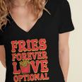 Retro Fast Food Nostalgia Vintage Diner Fries Shakes Burgers Women's Jersey Short Sleeve Deep V-Neck Tshirt
