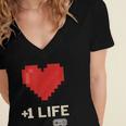 Retro Gamer 1 Life Pixel Heart – 8-Bit Gaming Nostalgia Women's Jersey Short Sleeve Deep V-Neck Tshirt