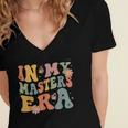Retro Groovy In My Master's Degree Era Graduation Master Women's Jersey Short Sleeve Deep V-Neck Tshirt