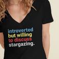 Retro Introverted But Willing Stargazing Lover Women's Jersey Short Sleeve Deep V-Neck Tshirt