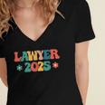 Retro Lawyer 2025 Attorney School Graduation Student Lawyer Women's Jersey Short Sleeve Deep V-Neck Tshirt
