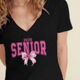 Retro Senior 2026 Class Of 2026 Coquette Pink Bow Graduation Women's Jersey Short Sleeve Deep V-Neck Tshirt