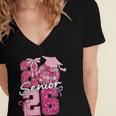 Retro Senior 2026 Coquette Bow Graduation Class Of 2026 Women's Jersey Short Sleeve Deep V-Neck Tshirt