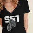 Retro Simme Moped Nostalgia Eastern Block Schwalbe Driver DDR Women's Jersey Short Sleeve Deep V-Neck Tshirt