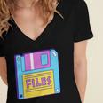 Retro TechnologyOld School Floppy Nostalgia 90s Generation Women's Jersey Short Sleeve Deep V-Neck Tshirt Retro TechnologyOld School Floppy Nostalgia 90s Generation Women's Jersey Short Sleeve Deep V-Neck Tshirt