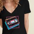 Retro VHS Vaporwave Video Cassette Nostalgia Geek Chic Women's Jersey Short Sleeve Deep V-Neck Tshirt Retro VHS Vaporwave Video Cassette Nostalgia Geek Chic Women's Jersey Short Sleeve Deep V-Neck Tshirt