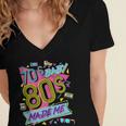 Retro Vintage 70's Baby 80's Made Me Nostalgia Classic Women's Jersey Short Sleeve Deep V-Neck Tshirt