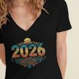 Retro Vintage Style 2026 Nostalgia Sunset Family Reunion Women's Jersey Short Sleeve Deep V-Neck Tshirt