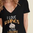 I Like Rhinos And Maybe 3 People Introvert Animal Women's Jersey Short Sleeve Deep V-Neck Tshirt I Like Rhinos And Maybe 3 People Introvert Animal Women's Jersey Short Sleeve Deep V-Neck Tshirt