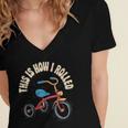 This How I Rolled Retro Tricycle 80s 90s Kid Nostalgia Women's Jersey Short Sleeve Deep V-Neck Tshirt