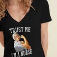 Rosie Riveter Nurse Shirt Nurse Graduation Shirt Women's Jersey Short Sleeve Deep V-Neck Tshirt