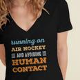 Running On Air Hockey Social Introvert Humor Vintage Women's Jersey Short Sleeve Deep V-Neck Tshirt