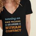 Running On Race Walking Social Introvert Humor Vintage Women's Jersey Short Sleeve Deep V-Neck Tshirt