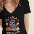 Salem Witch Book Club Bookish Halloween Raccoon Witchcraft Women's Jersey Short Sleeve Deep V-Neck Tshirt