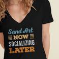 Sand Art Now Minimal Socializing Introvert Vintage Women's Jersey Short Sleeve Deep V-Neck Tshirt Sand Art Now Minimal Socializing Introvert Vintage Women's Jersey Short Sleeve Deep V-Neck Tshirt