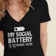 Sarcastic Anti Low Social Battery Social Introvert Women's Jersey Short Sleeve Deep V-Neck Tshirt