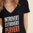 Sarcastic Introvert Extrover Pervert Women's Jersey Short Sleeve Deep V-Neck Tshirt