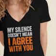 Sarcastic Introvert My Silence Doesn't Mean I Agree Women's Jersey Short Sleeve Deep V-Neck Tshirt