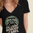 Sarcastic Saying Oh Look Nobody Cares Humor Introverts Women's Jersey Short Sleeve Deep V-Neck Tshirt