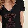 Sasquatch Book Club Bigfoot Reading Cryptid Vintage Women's Jersey Short Sleeve Deep V-Neck Tshirt