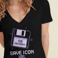 Save Icon IRL Retro Tech Humor Floppy Disk 90s Nostalgia Women's Jersey Short Sleeve Deep V-Neck Tshirt