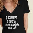 I Came I Saw I Had Anxiety So I Left Introvert Humor Women's Jersey Short Sleeve Deep V-Neck Tshirt