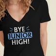 Say Goodbye To Junior High School Fun Graduation Women's Jersey Short Sleeve Deep V-Neck Tshirt