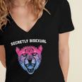 Secretly Bisexual Bi Introvert Bi Pride Antisocial LGBTQ Women's Jersey Short Sleeve Deep V-Neck Tshirt