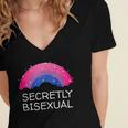 Secretly Bisexual Bi Introvert Bi Pride Antisocial LGBTQ Women's Jersey Short Sleeve Deep V-Neck Tshirt