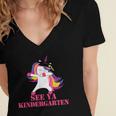 See Ya Kindergarten DABBING Unicorn Graduation Meme Women's Jersey Short Sleeve Deep V-Neck Tshirt