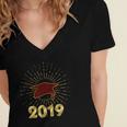 Senior 2019 Graduation Shirt Burgundy Gold Class Colors G23 Women's Jersey Short Sleeve Deep V-Neck Tshirt