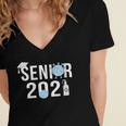 Senior 2021 Grad Shirt 2021 Graduation Women's Jersey Short Sleeve Deep V-Neck Tshirt