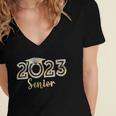 Senior 2023 Elegant Bling Graduation Senior 2023 Graduate Women's Jersey Short Sleeve Deep V-Neck Tshirt