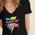 Senior 2023 Graduation Class Of 2023 Retro 90's Graduation Women's Jersey Short Sleeve Deep V-Neck Tshirt