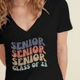 SENIOR 2023 Retro Class Of 2023 Seniors Graduation 23 Hippie Women's Jersey Short Sleeve Deep V-Neck Tshirt