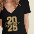 Senior 2025 Class Of 2025 Gold Senior Graduation Women's Jersey Short Sleeve Deep V-Neck Tshirt