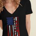 Senior 2026 Baseball American Flag Class Of 2026 Graduation Women's Jersey Short Sleeve Deep V-Neck Tshirt