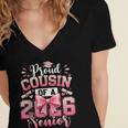Senior 2026 Class Of 26 Coquette Pink Bow Graduation Cousin Women's Jersey Short Sleeve Deep V-Neck Tshirt