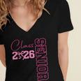 Senior 2026 Class Of 2026 Coquette Bow Graduation 2026 Women's Jersey Short Sleeve Deep V-Neck Tshirt