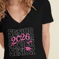 Senior 2026 Class Of 2026 Coquette Pink Bow Graduation Moms Women's Jersey Short Sleeve Deep V-Neck Tshirt