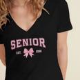 Senior 2026 Class Of 2026 Coquette Pink Bow Graduation 2026 Women's Jersey Short Sleeve Deep V-Neck Tshirt