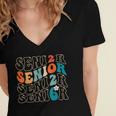 Senior 2026 Class Of 2026 Retro Groovy Graduation Grad Women Women's Jersey Short Sleeve Deep V-Neck Tshirt