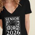 Senior 2026 Floral Flowers Class Of 2026 Graduation Kids Women's Jersey Short Sleeve Deep V-Neck Tshirt