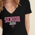 Senior 2026 Pink Coquette Bow Class Of 2026 Graduation Women Women's Jersey Short Sleeve Deep V-Neck Tshirt