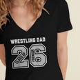 Senior 2026 Wrestling Dad Proud Senior 2026 Dad Graduation Women's Jersey Short Sleeve Deep V-Neck Tshirt
